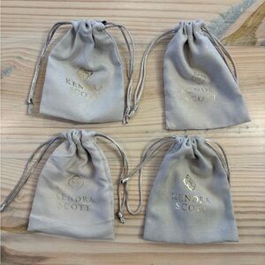 Kendra Scott Grey Jewelry Dust Bag Pouch Lot of 4 Bags 5.5 X 4.25 In Drawstring